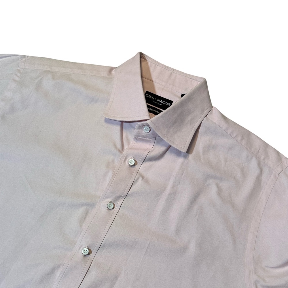 Spier & Mackay mens 16.5 34 light pink solid contemporary fit dress shirt EuC